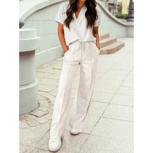 Drawstring Elastic Waist Tailored Pants
